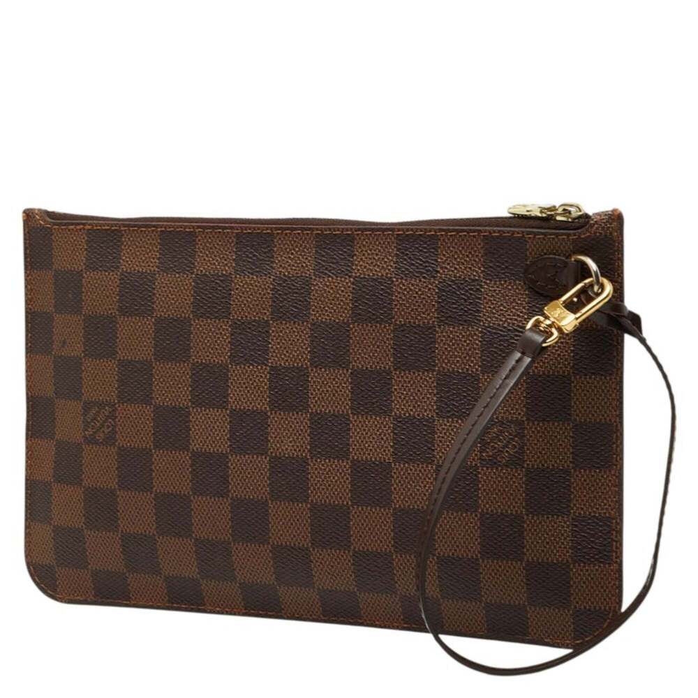 LOUIS VUITTON Brown Damier Leather Neverfull MM Pouch - Picture 2 of 10